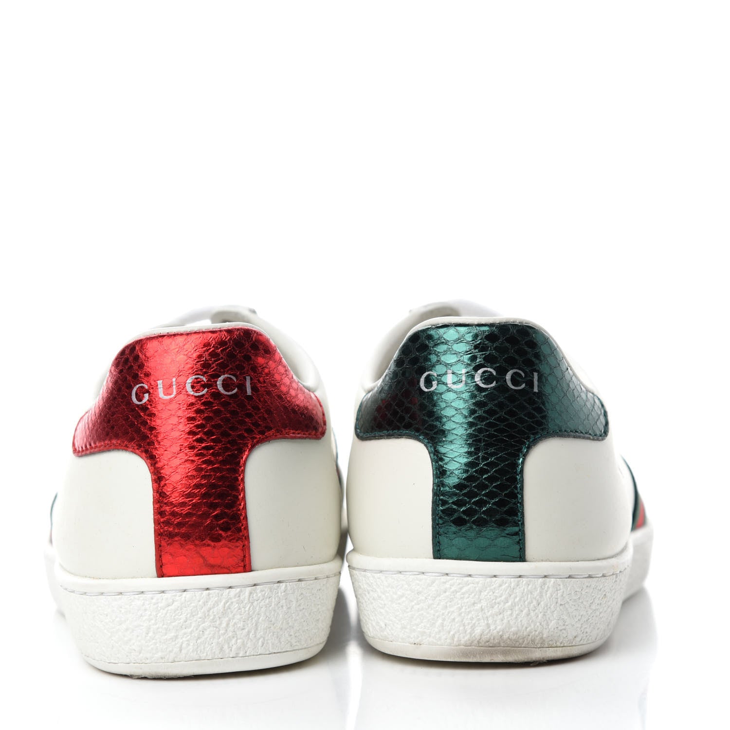 Gucci Calfskin Ayers Bee Embroidered Womens Ace Sneakers 35 White Green 5 of 10