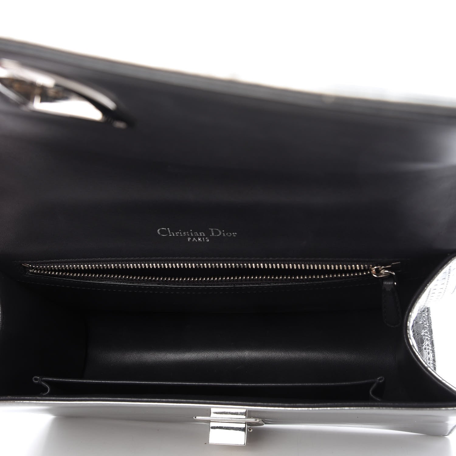 Christian Dior Metallic Patent Micro-Cannage Medium Diorama Flap Bag Silver 5 of 9