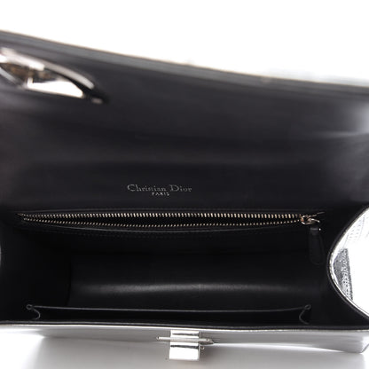 Christian Dior Metallic Patent Micro-Cannage Medium Diorama Flap Bag Silver 5 of 9