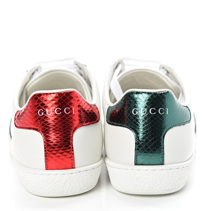 Gucci Calfskin Ayers Bee Embroidered Womens Ace Sneakers 37 White Green 5 of 9
