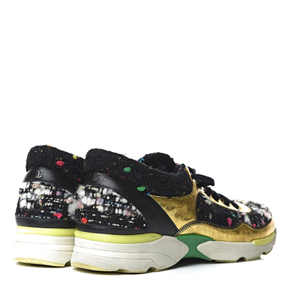 Chanel Tweed Lambskin Runway Sneakers 39 Black Multicolor 4 of 13