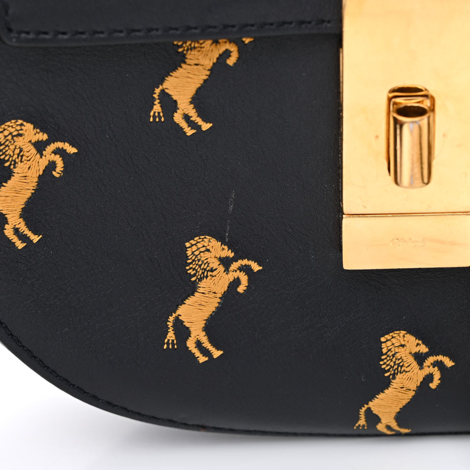 Chloe Calfskin Little Horses Embroidered Mini Drew Bijou Shoulder Bag Full Blue 12 of 14