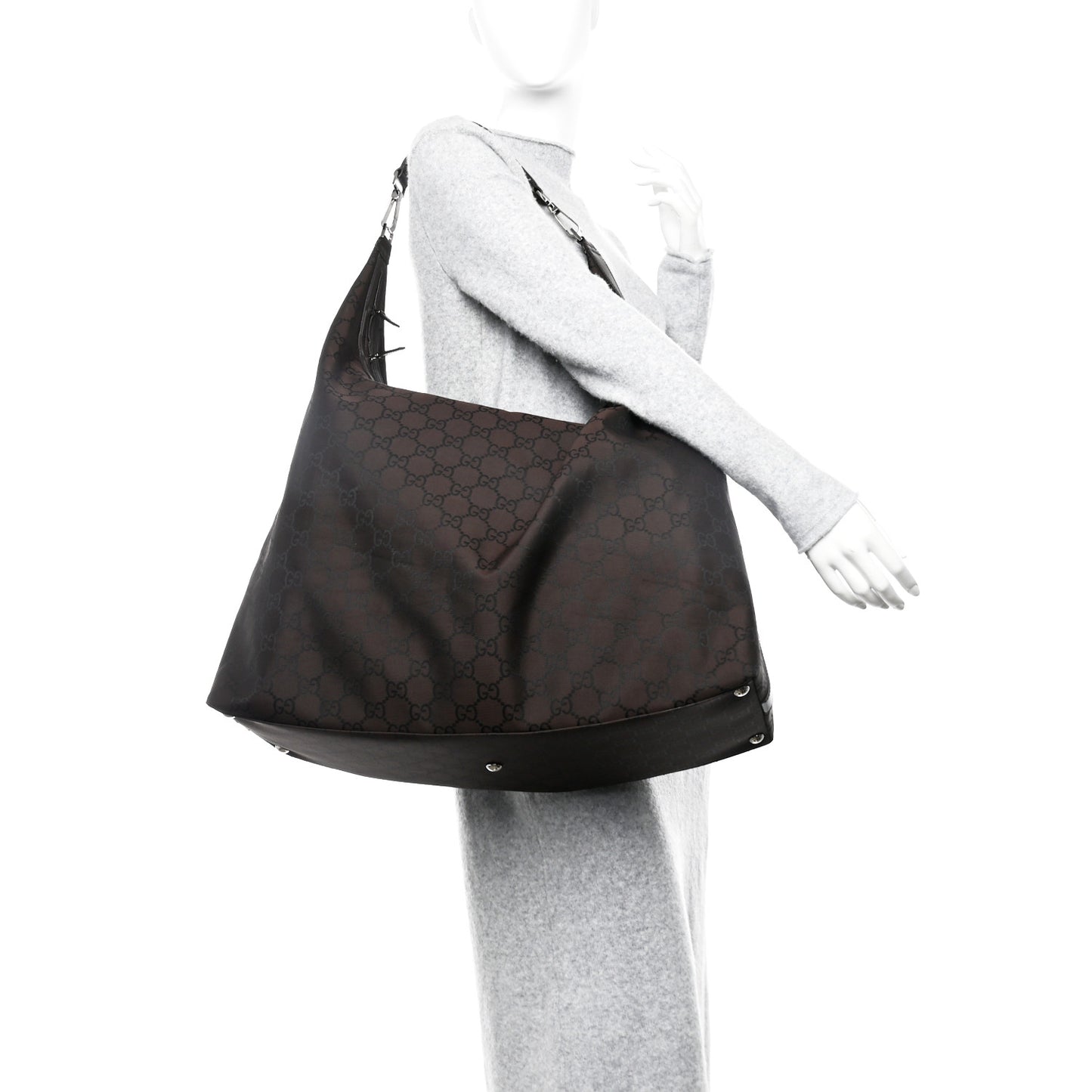 Nylon Monogram Extra Large Hobo Dark Brown