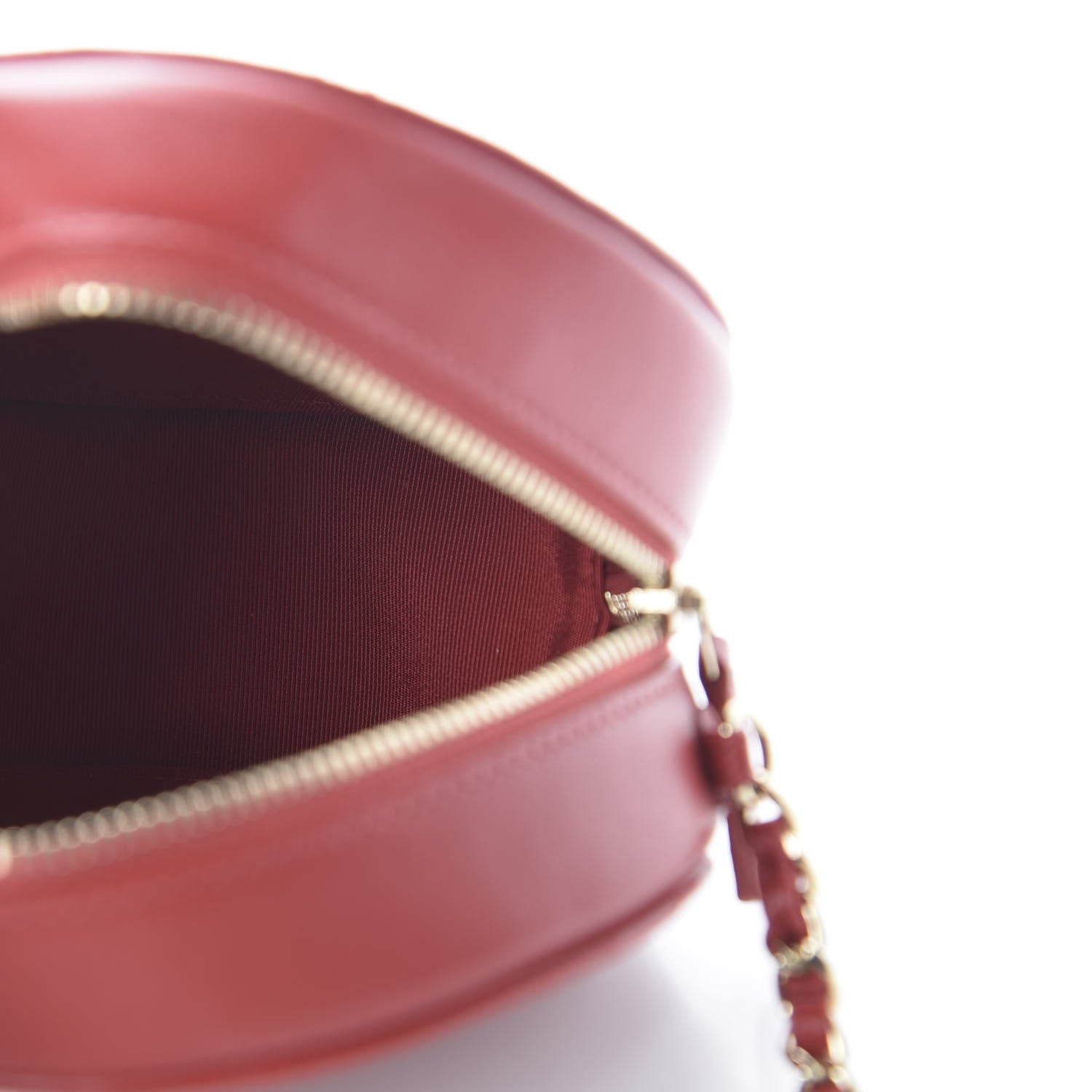 Chanel Lambskin Quilted Round Clutch With Chain Red 5 of 11