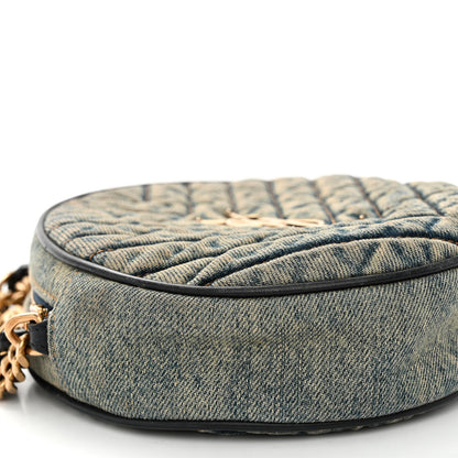 Saint Laurent Denim Quilted Monogram Round Crossbody Bag Rodeo Blue 8 of 10