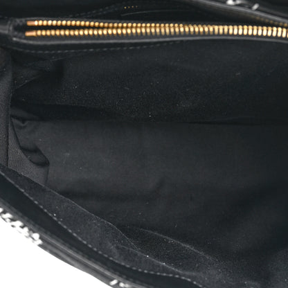 Saint Laurent Canvas Bandana Medium Loulou Chain Satchel Black White 5 of 13