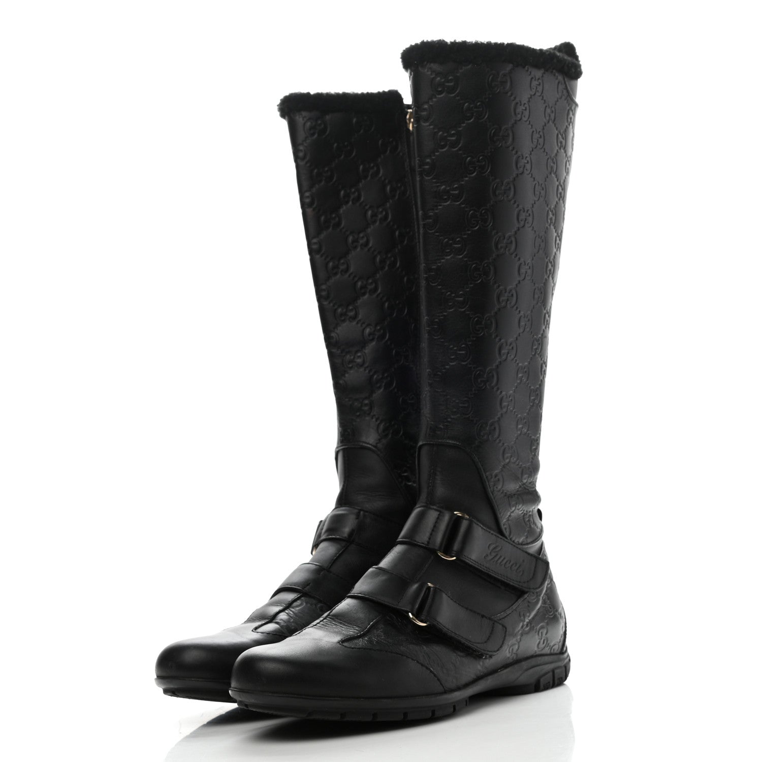Gucci Guccissima Signature High Boots 37 Black 3 of 7