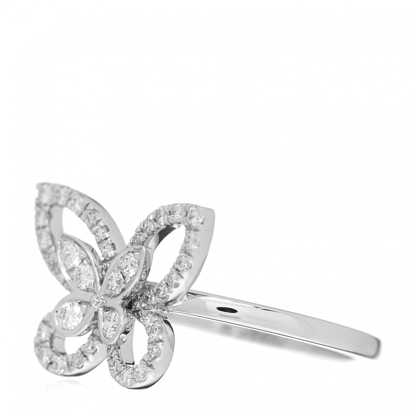 18K White Gold Diamond Butterfly Silhouette Ring 52 6