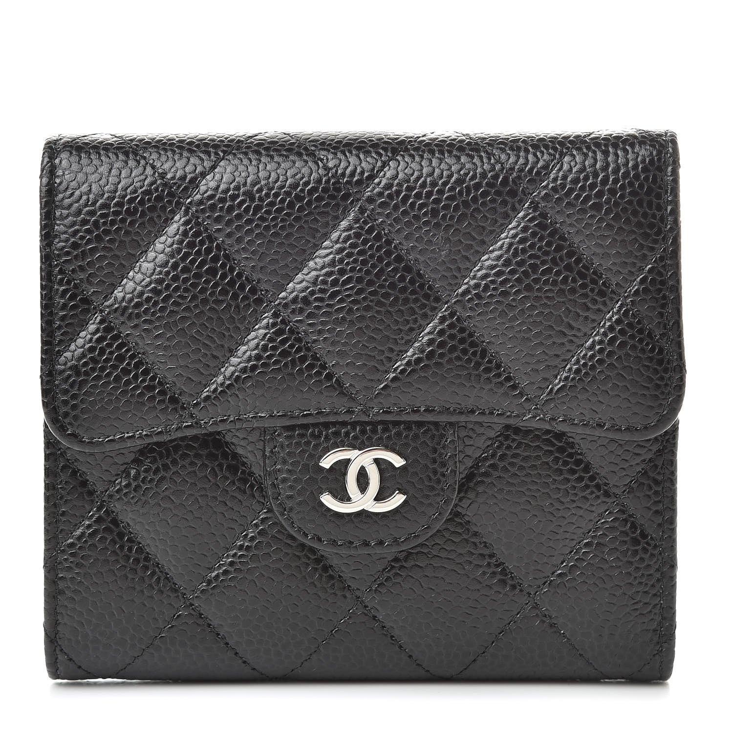 Chanel Caviar Quilted Compact Flap Wallet Black 1 of 9