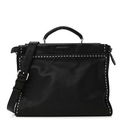 Fendi Cuoio Romano Selleria Studded Large Peekaboo Iconic Fit Satchel Black 1 of 10