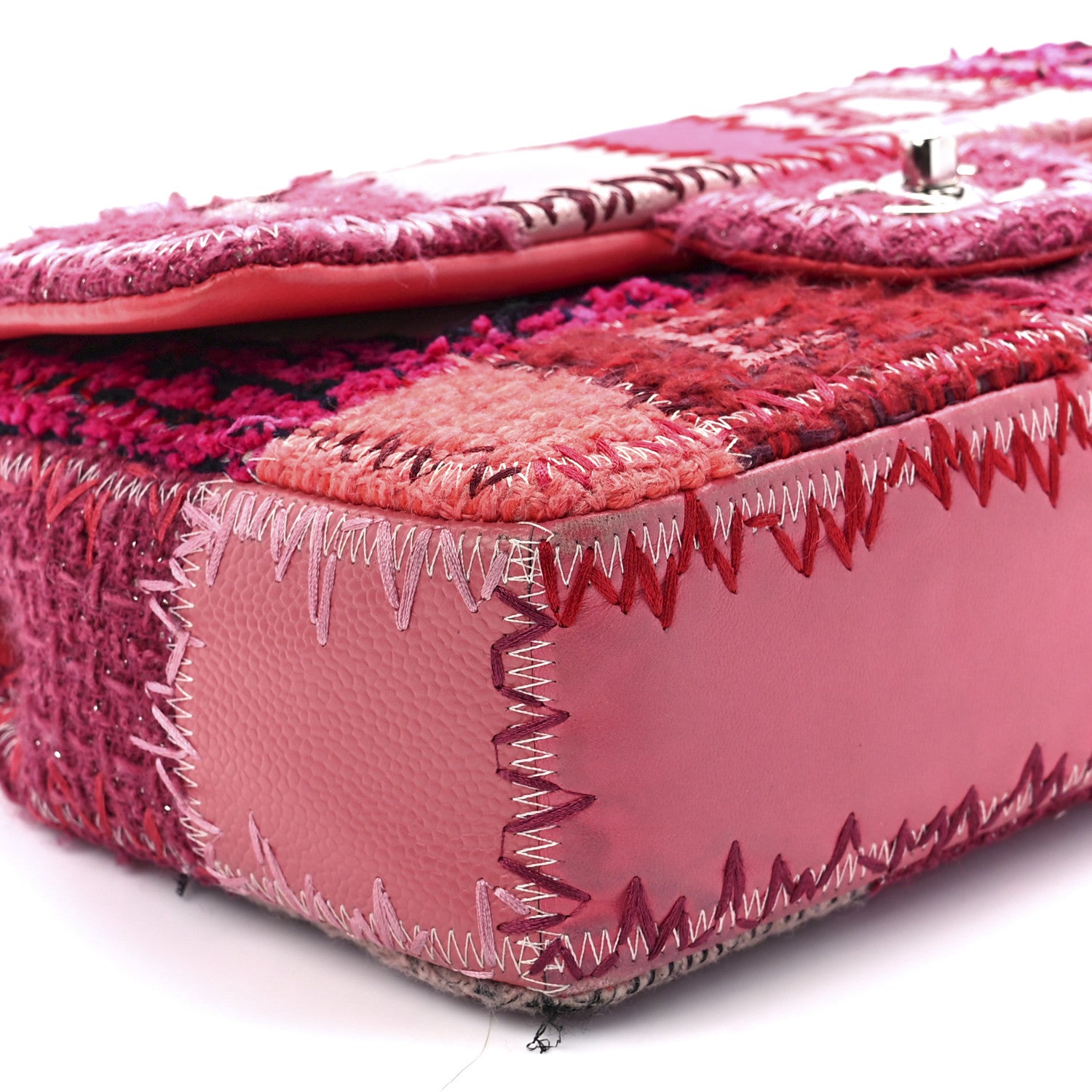 Chanel Tweed Patchwork Medium Single Flap Pink 10 of 11