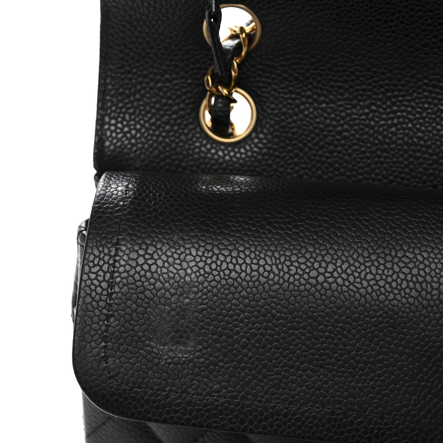 Caviar Quilted Medium Double Flap Black