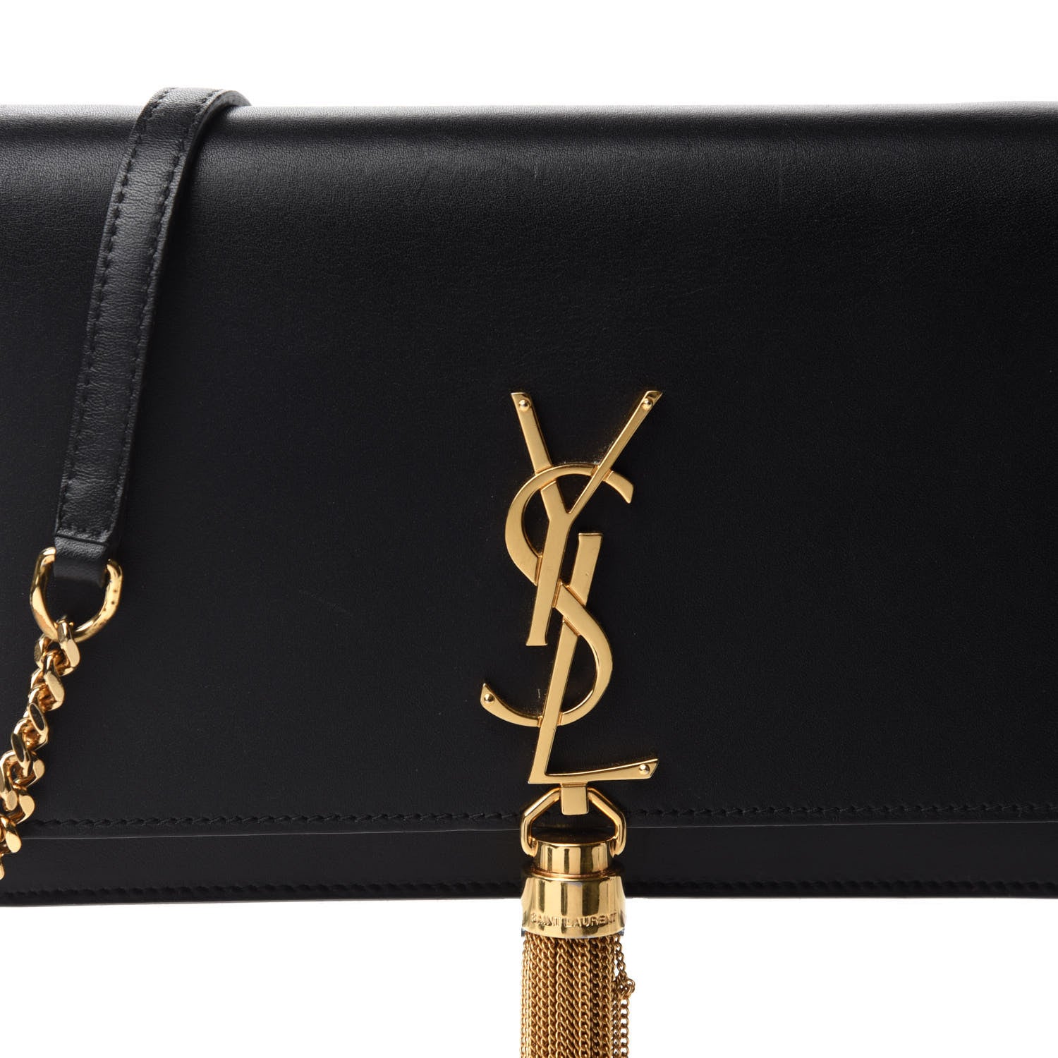 Saint Laurent Smooth Calfskin Classic Monogram Kate Tassel Chain Wallet Black 10 of 10