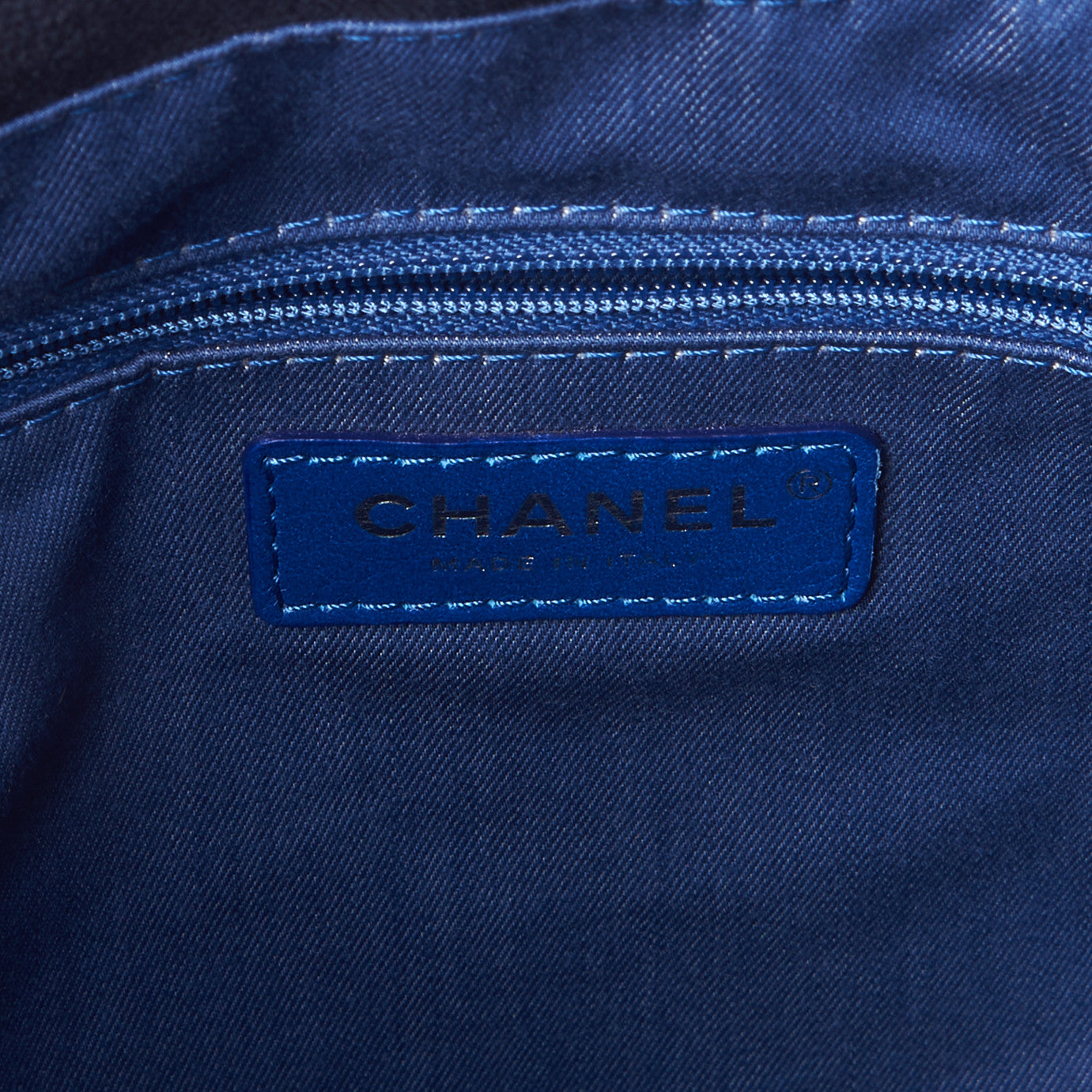 Canvas Quilted La Pausa Large Shopping Tote Navy