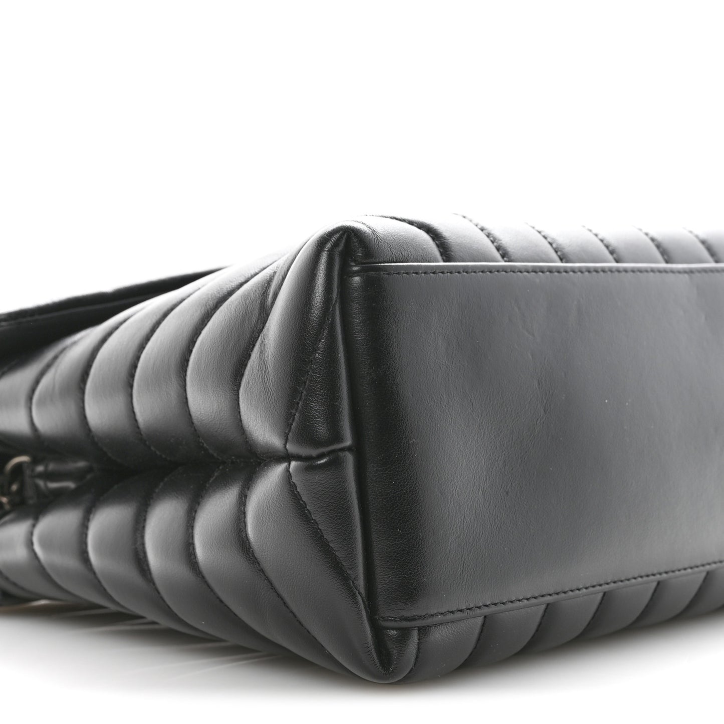 Calfskin Y Quilted Monogram Medium Loulou Chain Satchel Black
