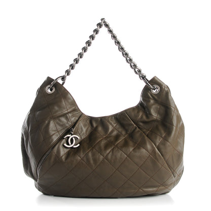 Chanel Calfskin Coco Pleats Hobo Taupe 1 of 7