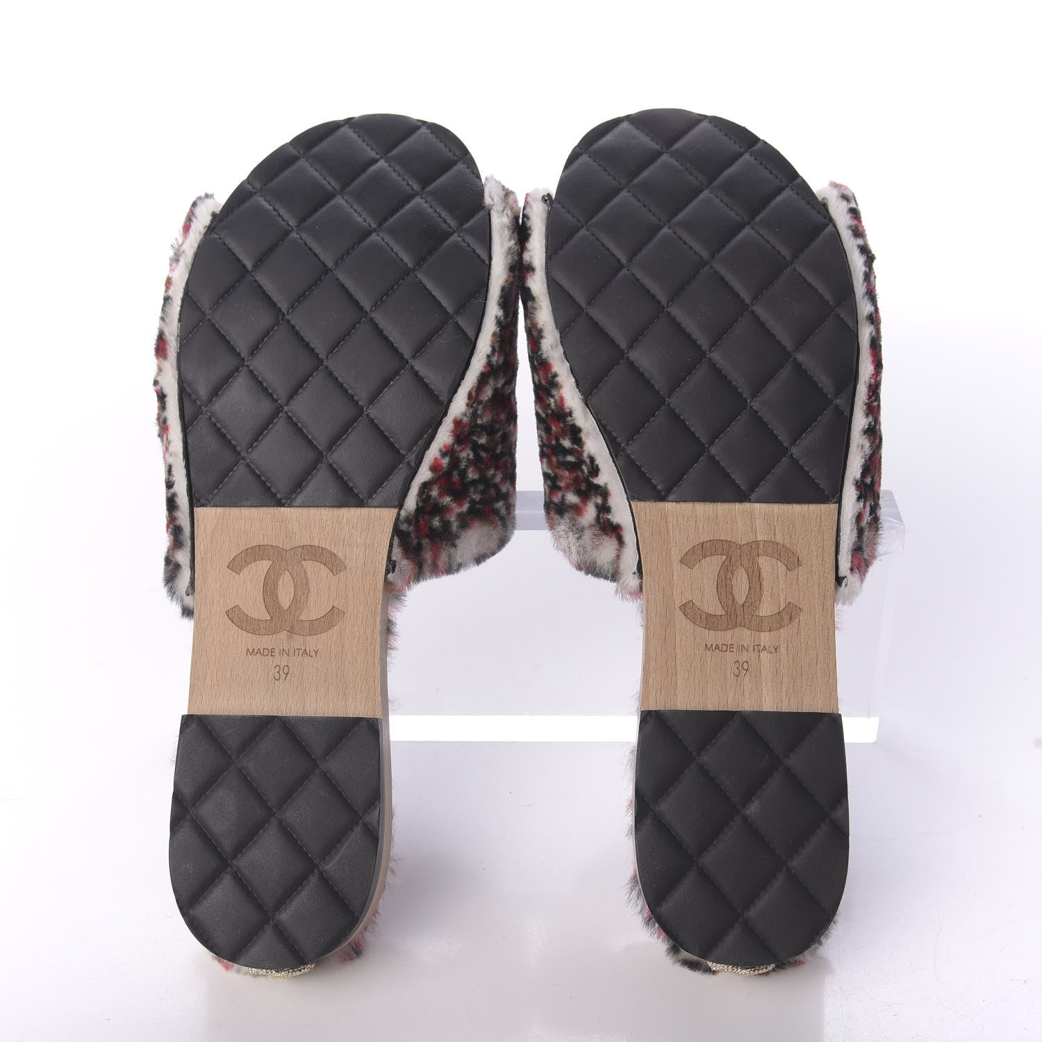 Chanel Orylag Lambskin Flat Mules 39 Red Black White 5 of 9