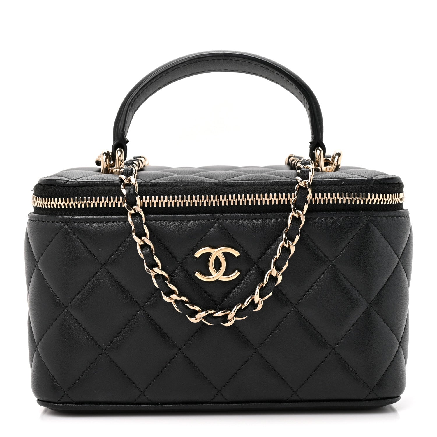 Chanel Lambskin Quilted Small Top Handle Vanity Case With Chain Black 1 of 11