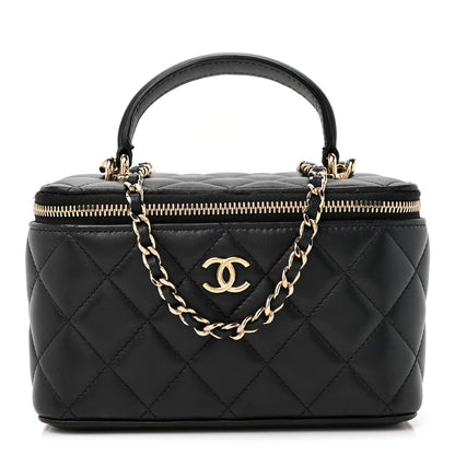 Chanel Lambskin Quilted Small Top Handle Vanity Case With Chain Black 1 of 11