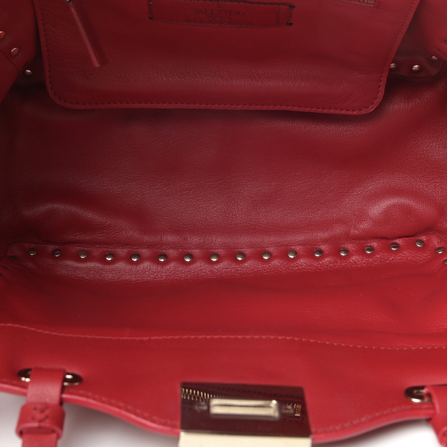 Valentino Garavani Vitello Monochrome Small Rockstud Tote Rosso Valentino 5 of 9