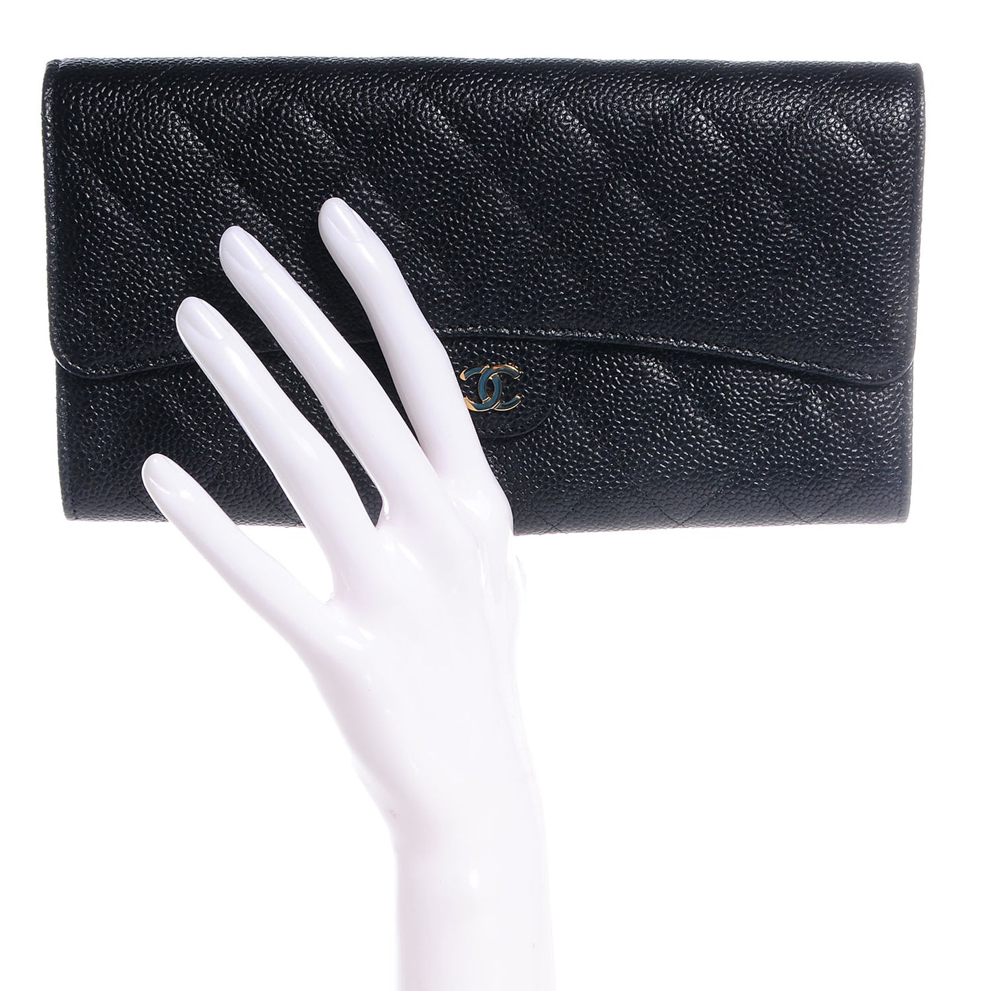Caviar Quilted Travel Wallet Black