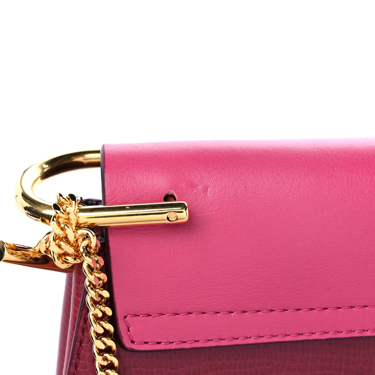 Chloe Grained Calfskin Lambskin Mini Bi-Color Drew Shoulder Bag Fuchsia Plum Purple 10 of 10