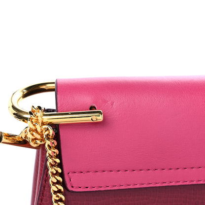 Chloe Grained Calfskin Lambskin Mini Bi-Color Drew Shoulder Bag Fuchsia Plum Purple 10 of 10