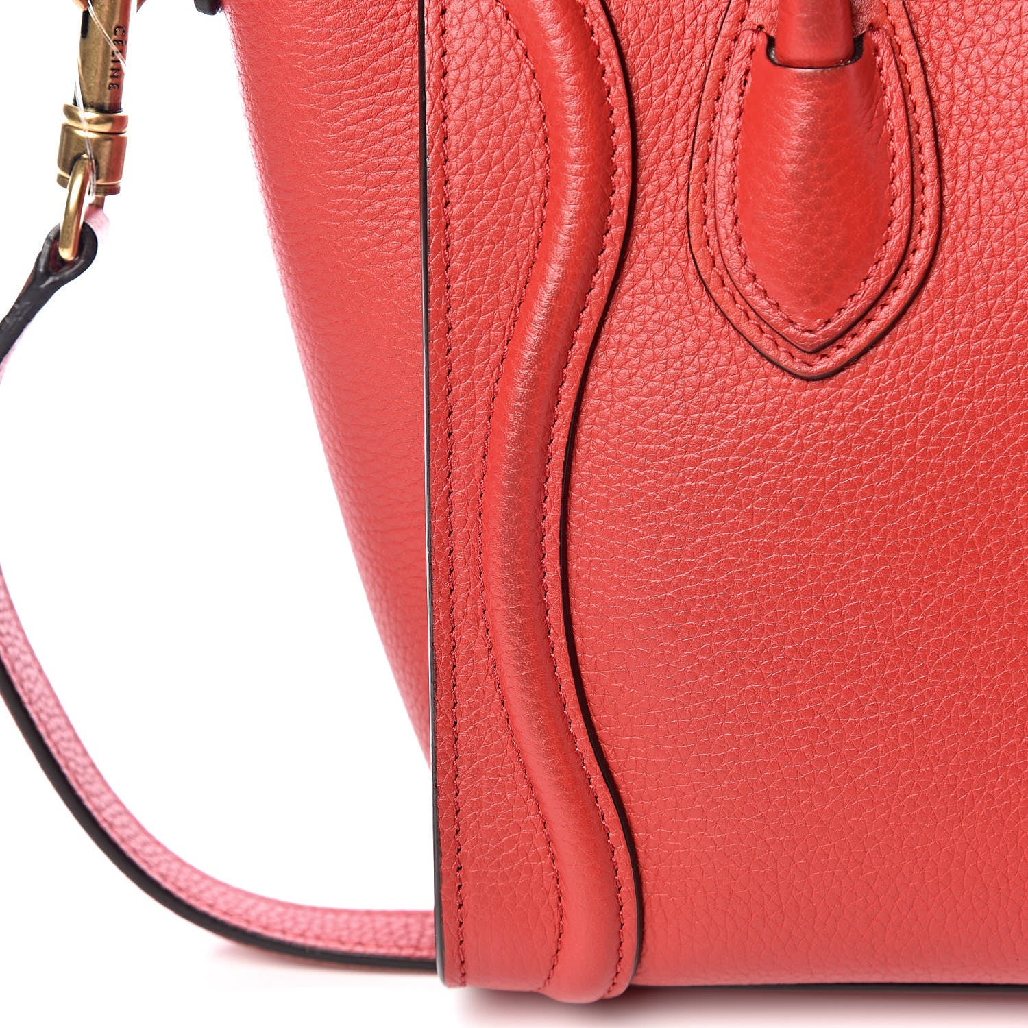 Celine Drummed Calfskin Nano Luggage Red 11 of 11