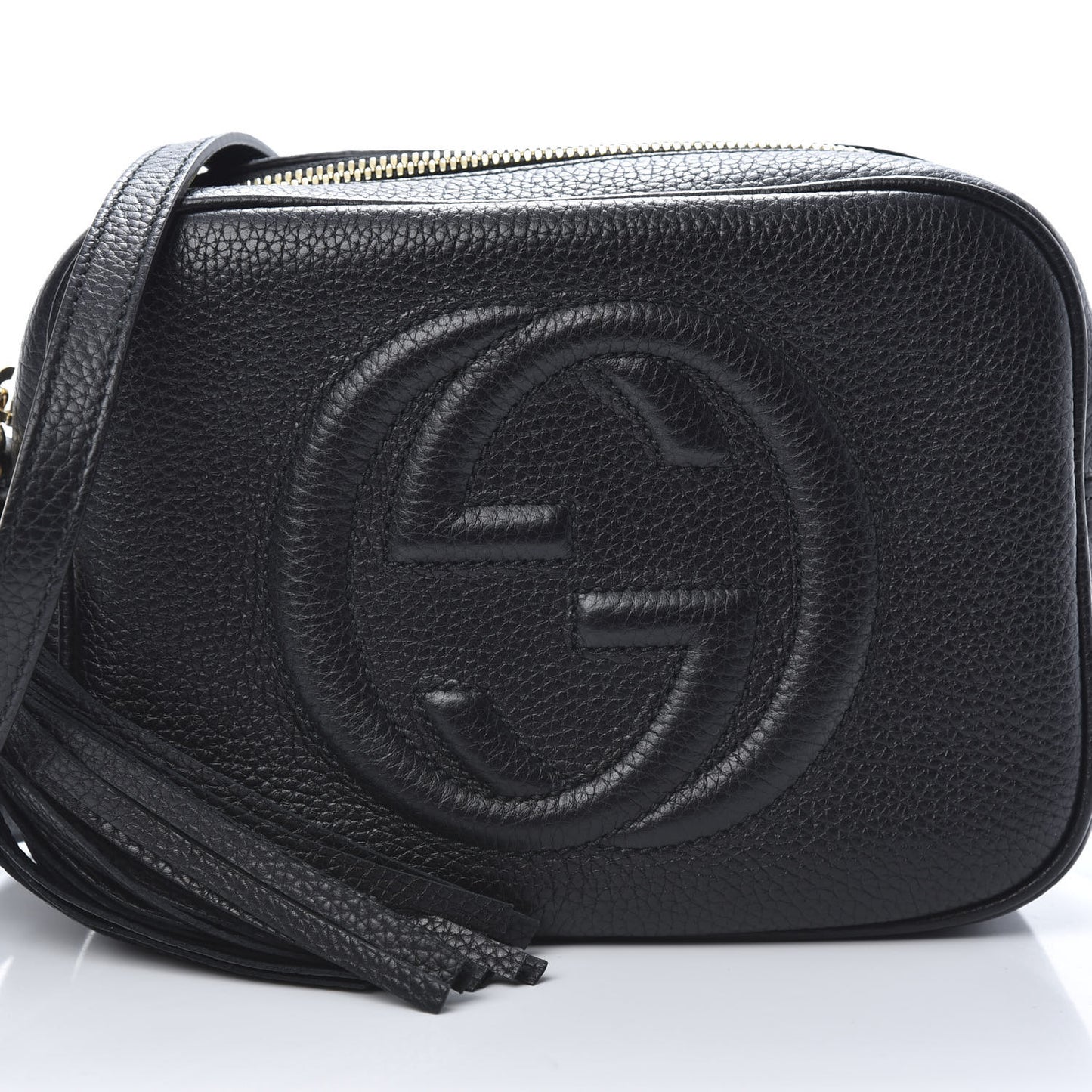 Pebbled Calfskin Small Soho Disco Bag Black