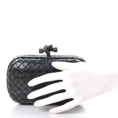 Bottega Veneta Watersnake Intrecciato Knot Clutch Blue 2 of 4