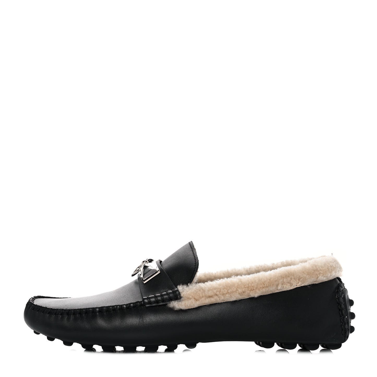 Calfskin Woolskin Mens Irving Moccasin Loafers 40 Black