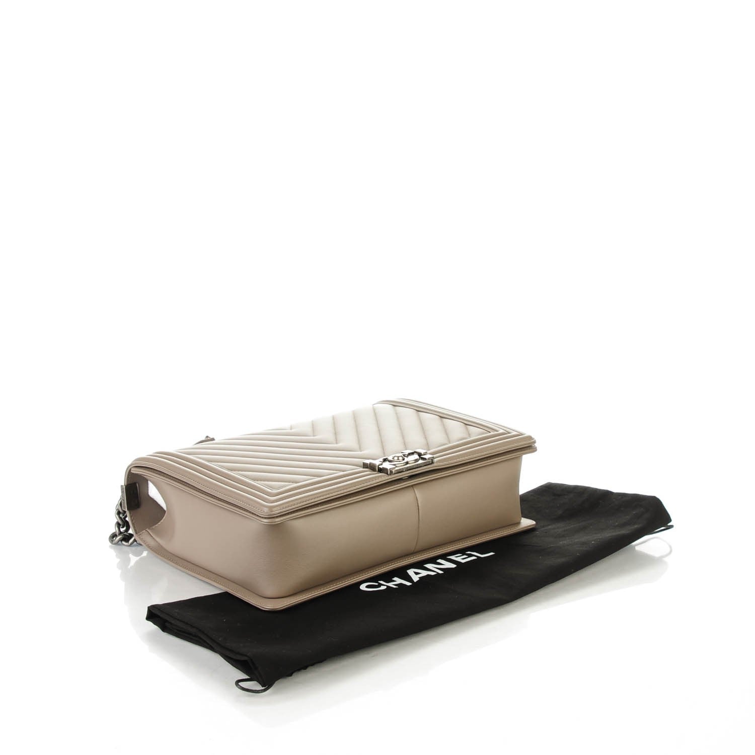 Chanel Calfskin Chevron Large Boy Flap Grey 4 of 7