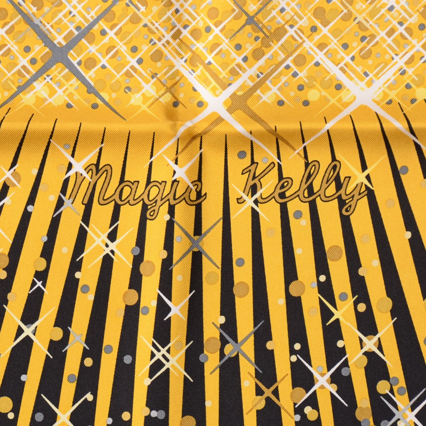 Silk Magic Kelly Scarf 90 Noir Viel Or Blanc