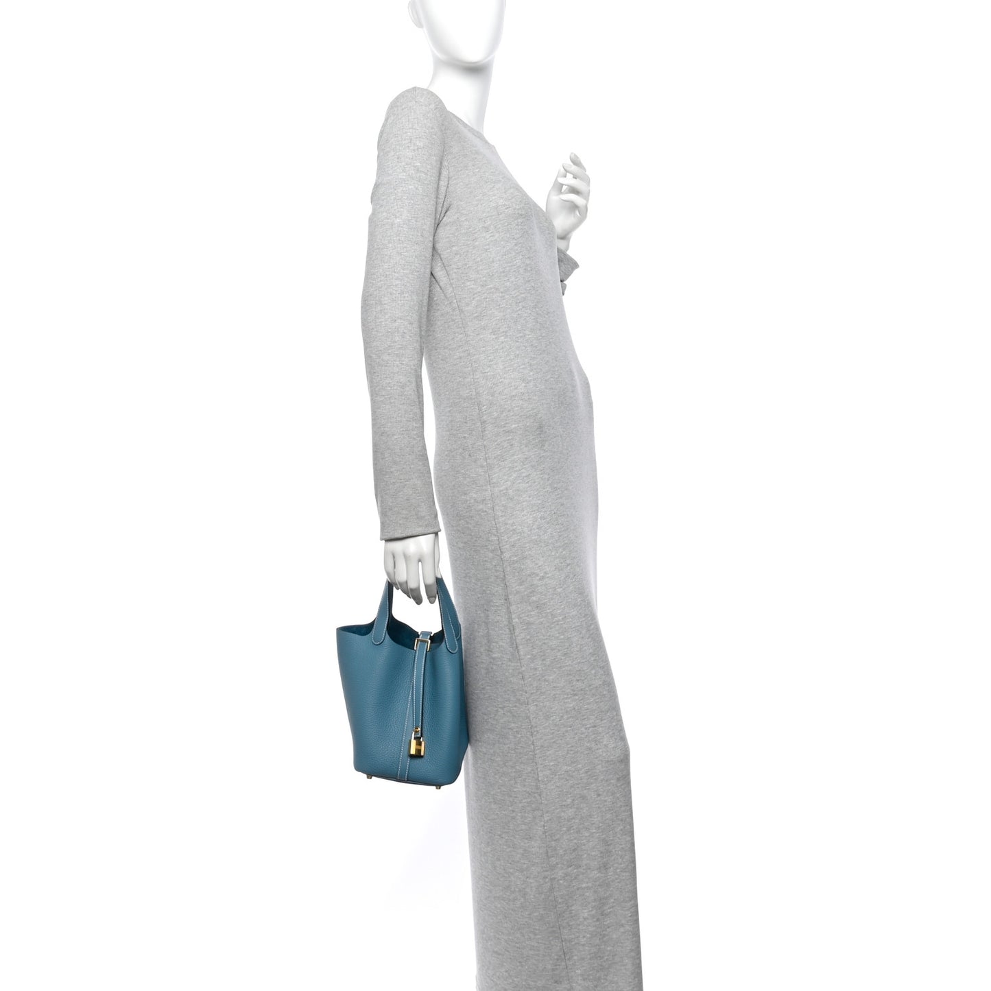 Taurillon Clemence Picotin Lock 18 PM New Blue Jean