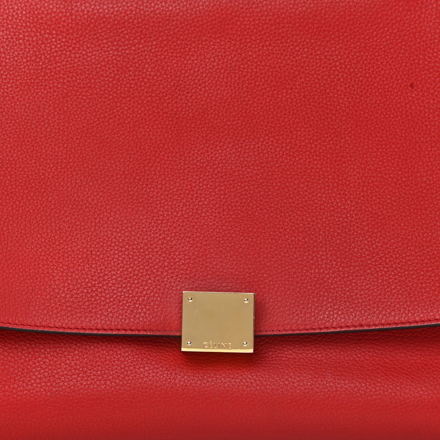 Celine Drummed Calfskin Suede Medium Trapeze Coquelicot 8 of 28