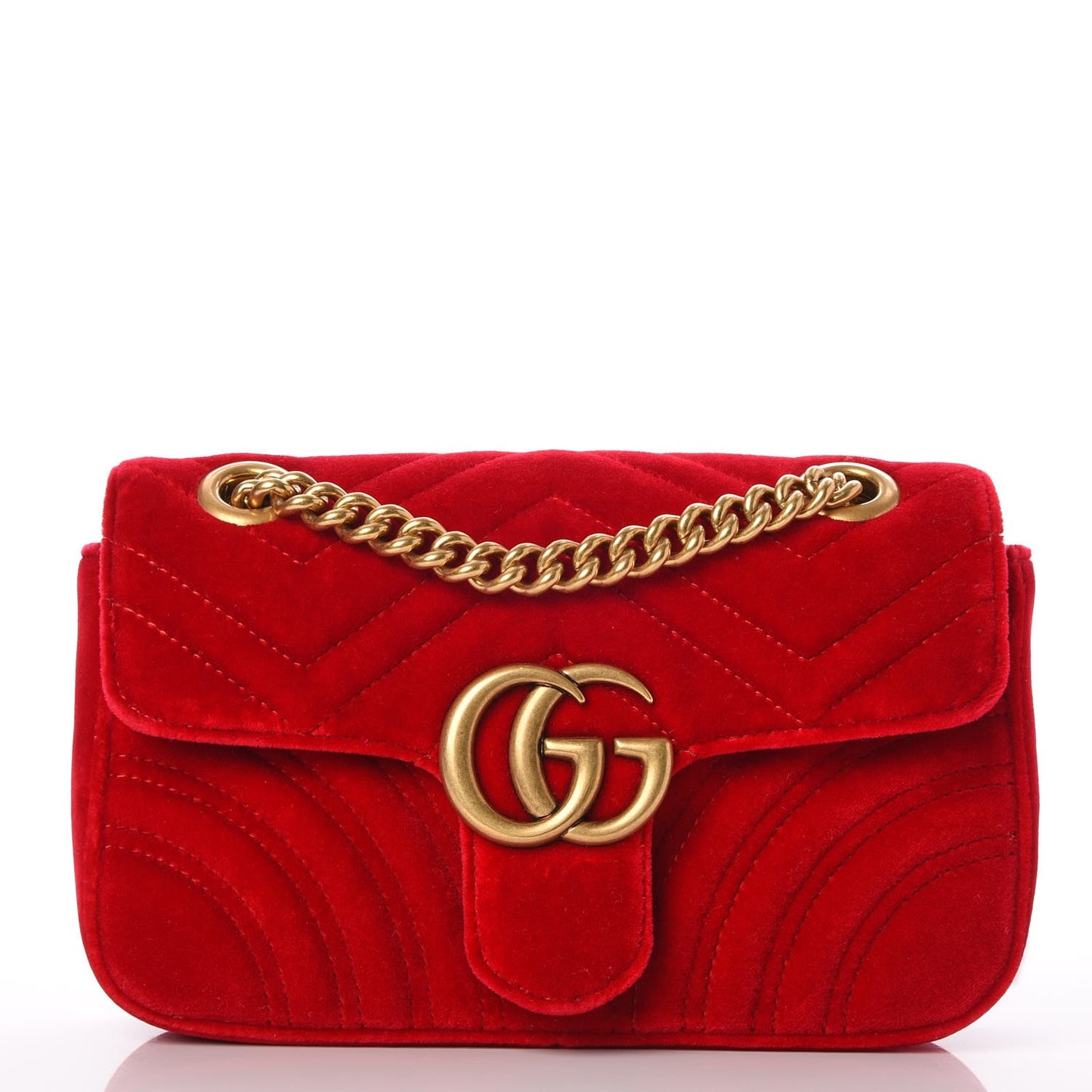Velvet Matelasse Mini GG Marmont Shoulder Bag Hibiscus Red