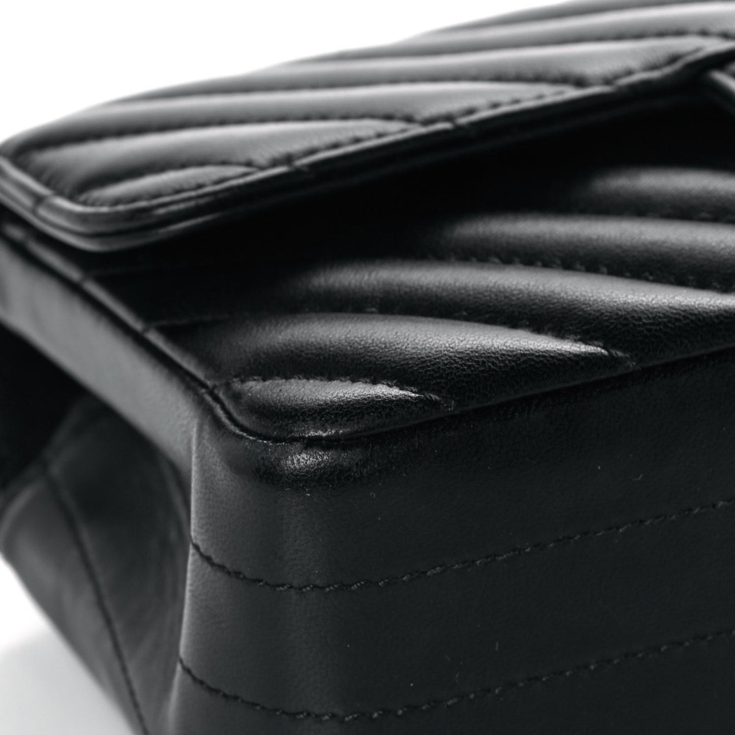 Lambskin Chevron Quilted Mini Rectangular Flap Black