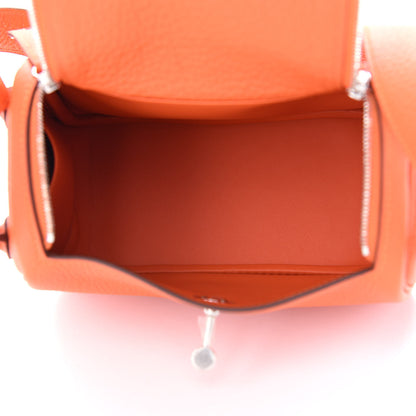 Hermes Taurillon Clemence Mini Lindy 20 Feu 5 of 9
