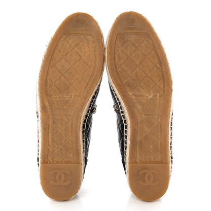 Chanel Lambskin Grosgrain Quilted CC Chain Espadrilles 39 Black 5 of 12