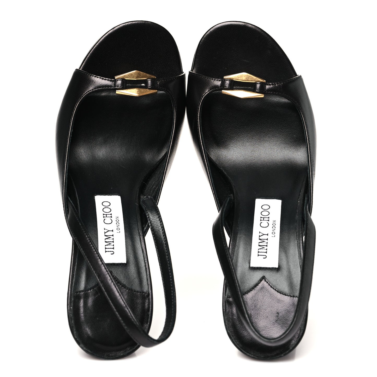 Nappa Lev 95 Peep Toe Slingback Pumps 39.5 Black