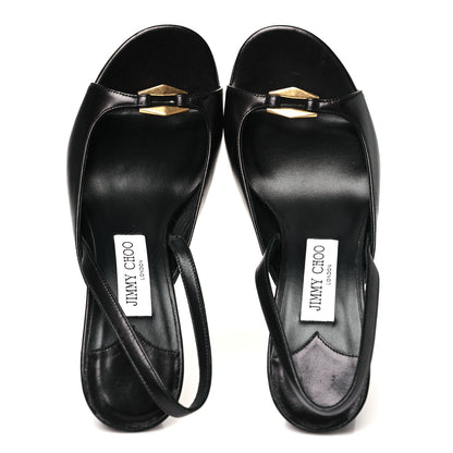 Jimmy Choo Nappa Lev 95 Peep Toe Slingback Pumps 39.5 Black 2 of 10