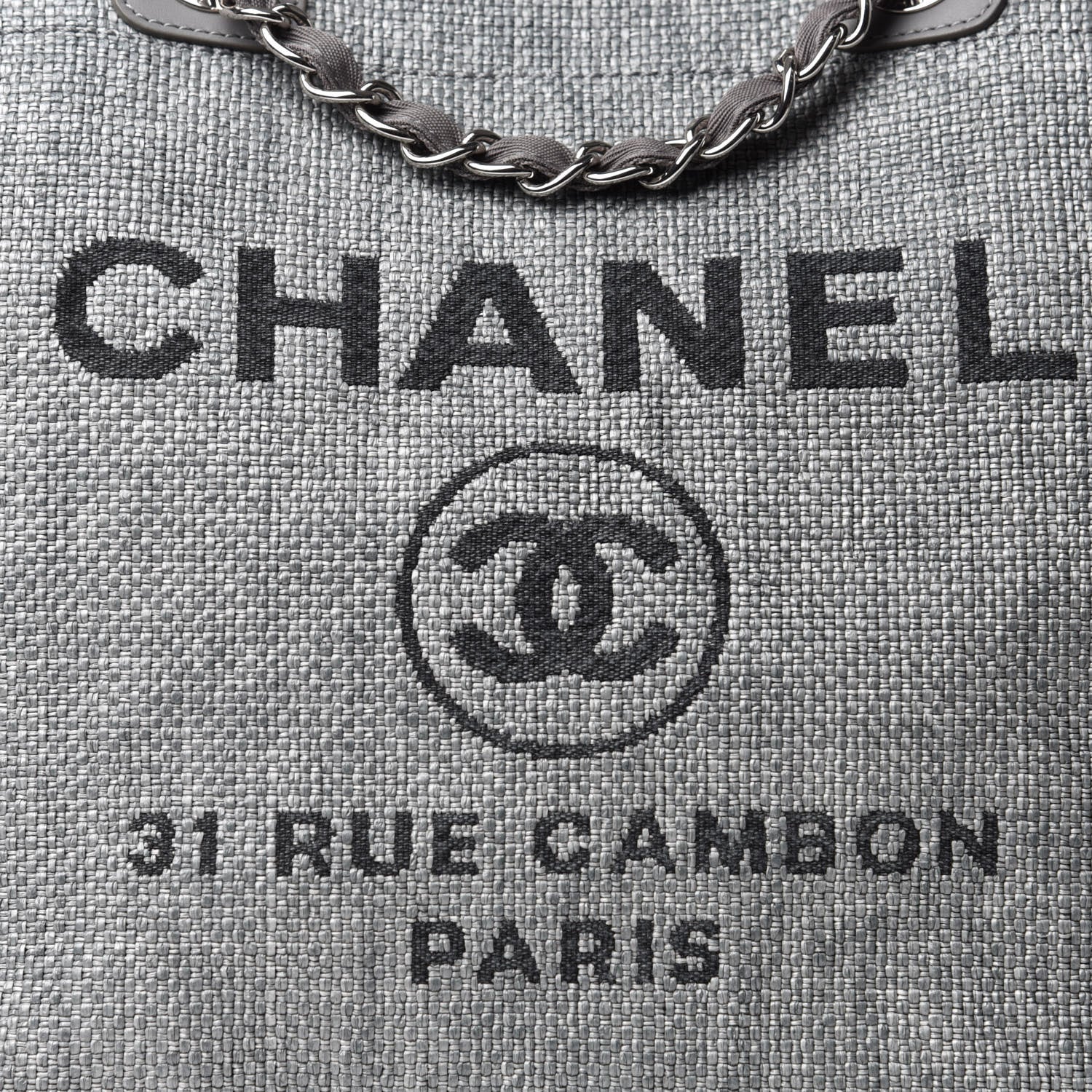 Chanel Woven Straw Raffia Medium Deauville Tote Grey 11 of 11