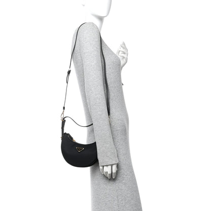 Prada Re-Nylon Spazzolato Mini Arque Shoulder Bag Black 2 of 10