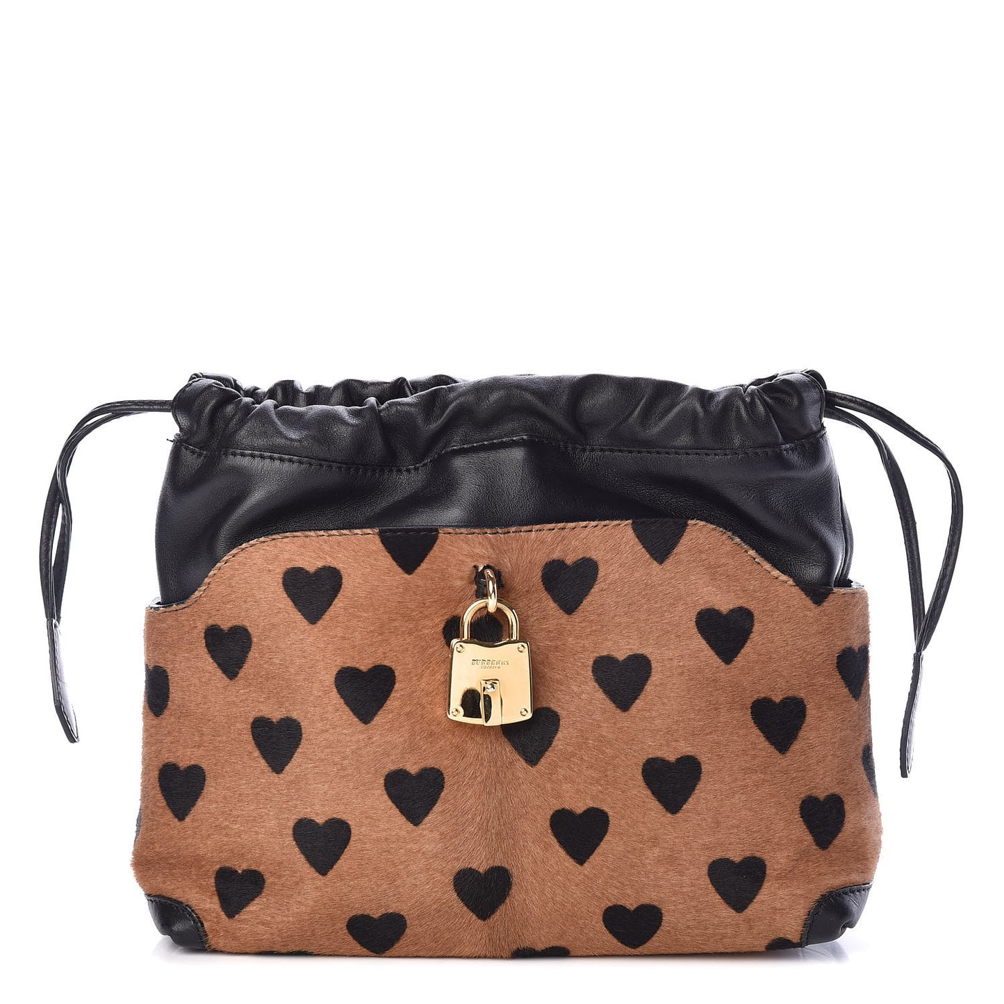 Calf Hair Heart Print Little Crush Dark Camel Black