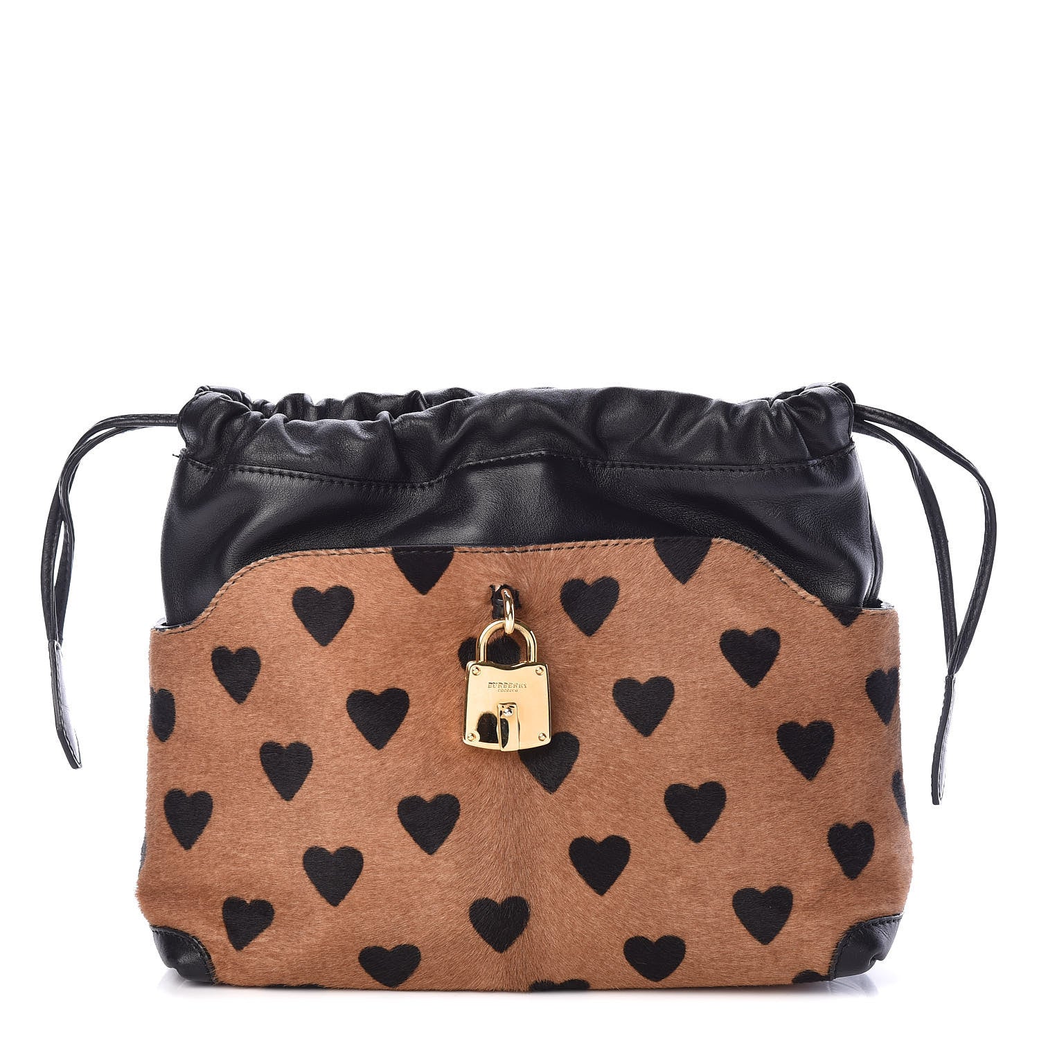 Burberry Calf Hair Heart Print Little Crush Dark Camel Black 1 of 9