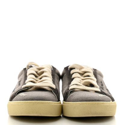 Saint Laurent Destroyed Canvas Embroidered Womens Court Classic Sneakers 38 Black 3 of 9