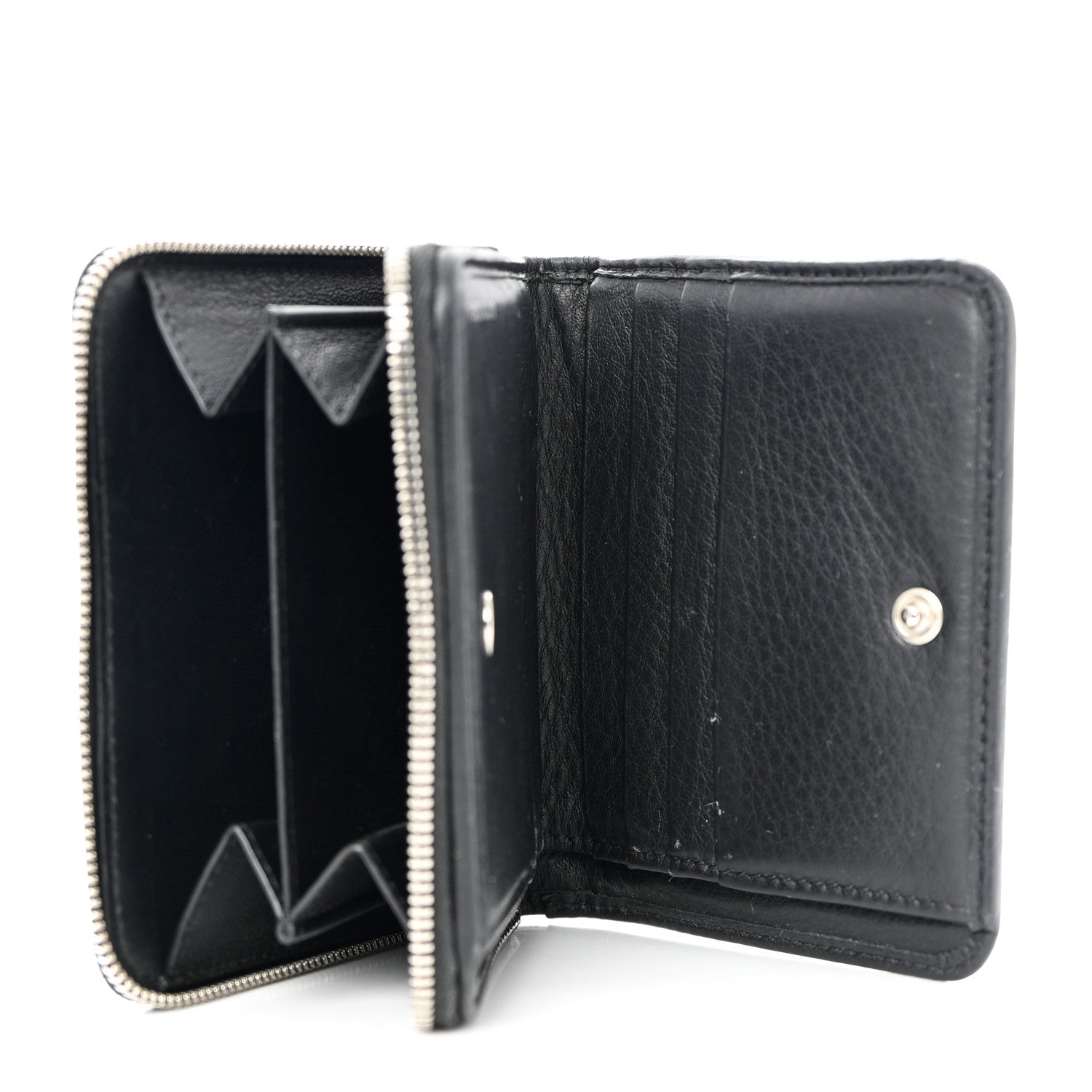 Balenciaga Calfskin Logo Zip Around Card Holder Black 5 of 9