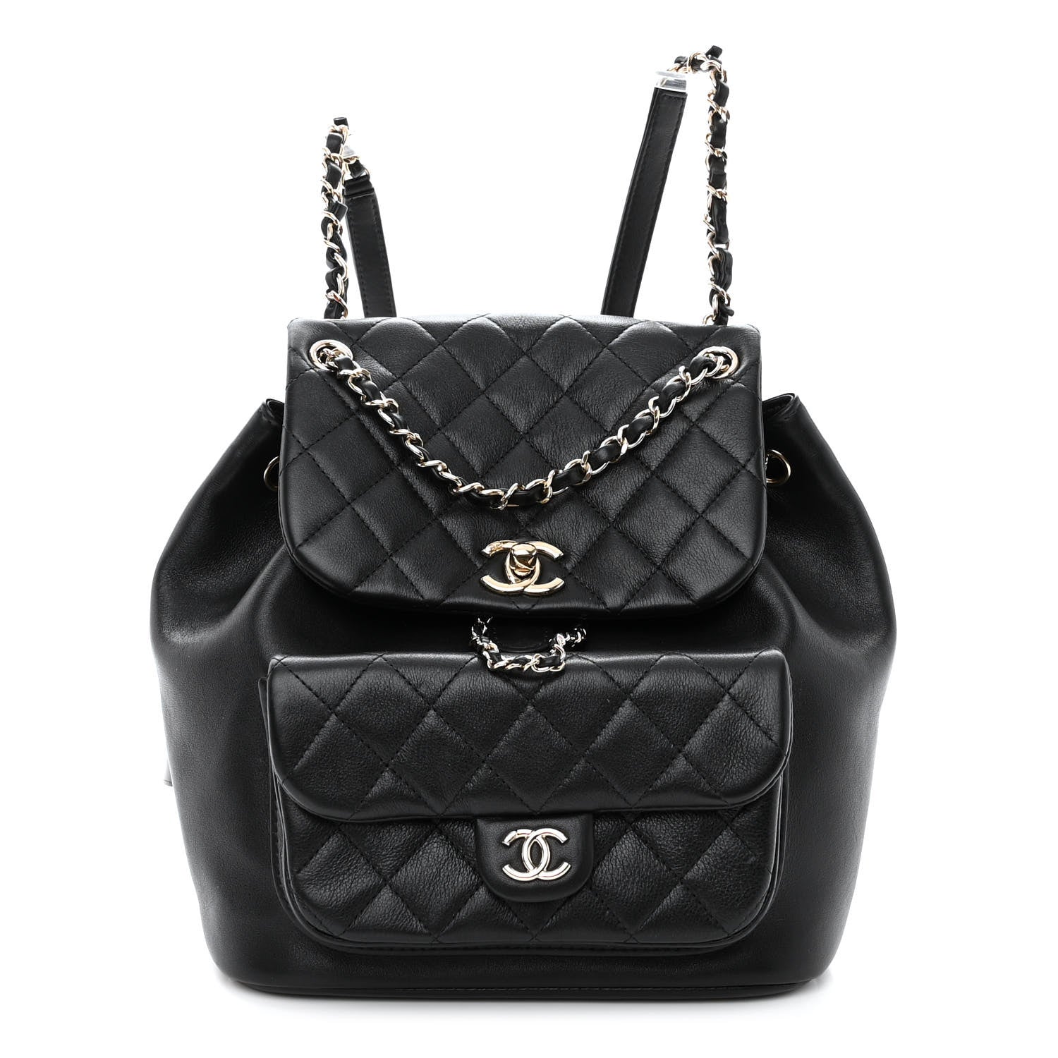 Chanel Lambskin Quilted Small Duma Drawstring Backpack Black 1 of 10
