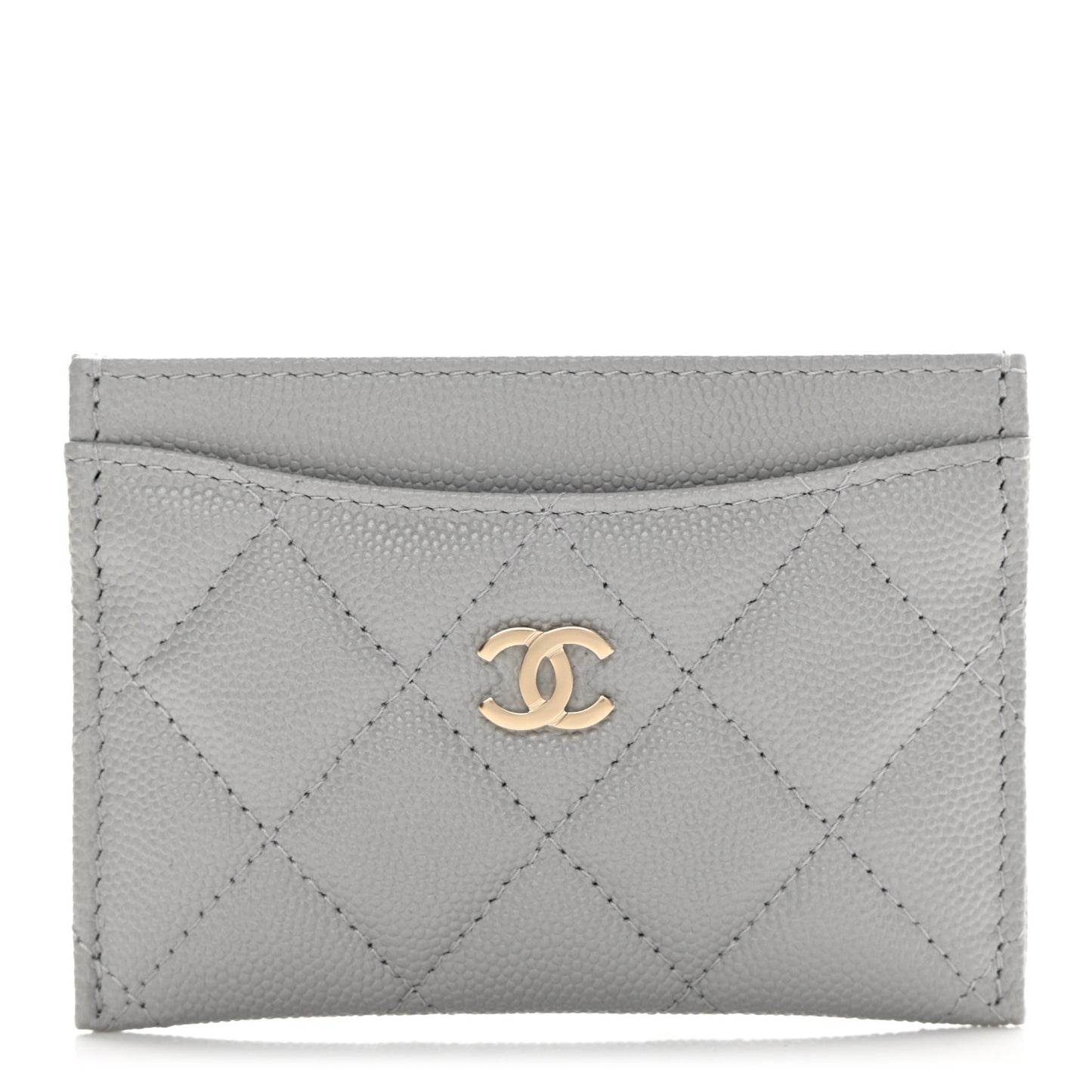 Caviar Quilted Card Holder Grey