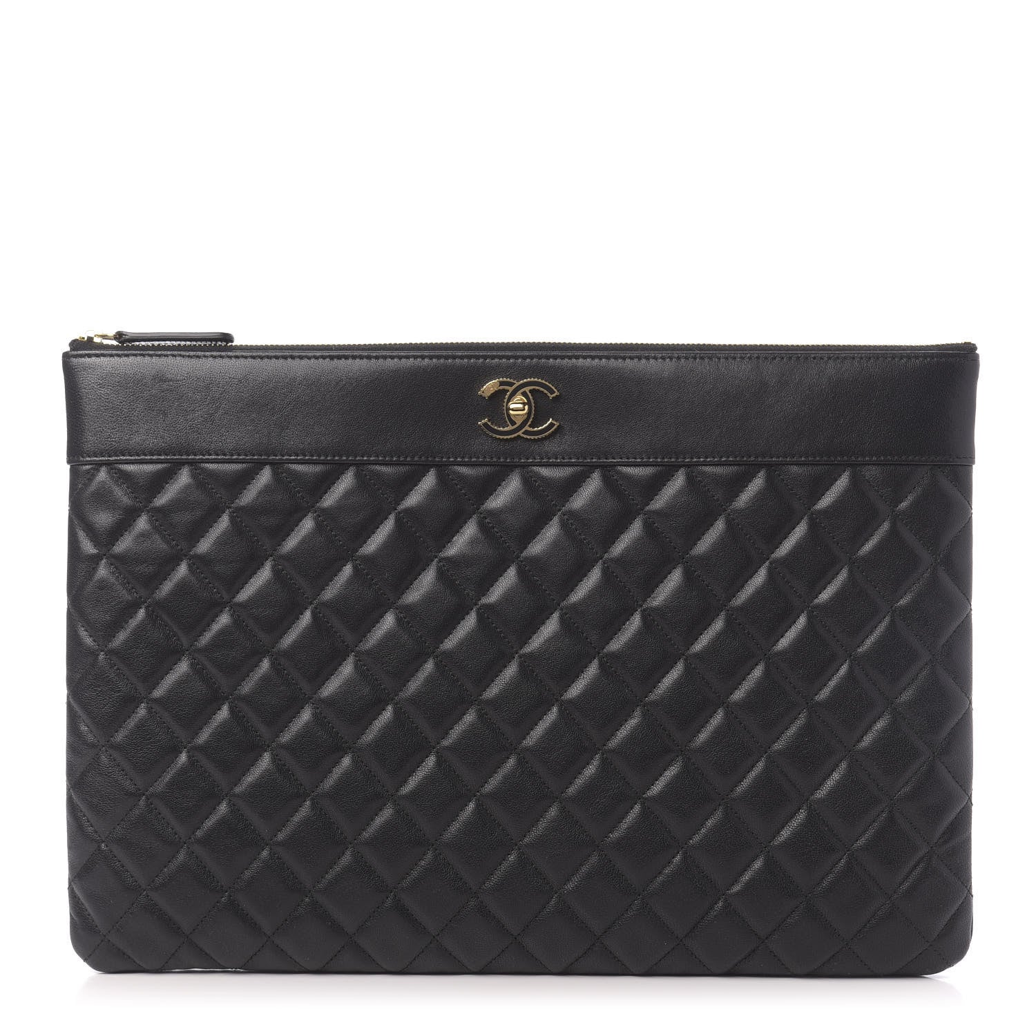 Chanel Lambskin Quilted Large Vintage Mademoiselle Cosmetic Case Black 1 of 11